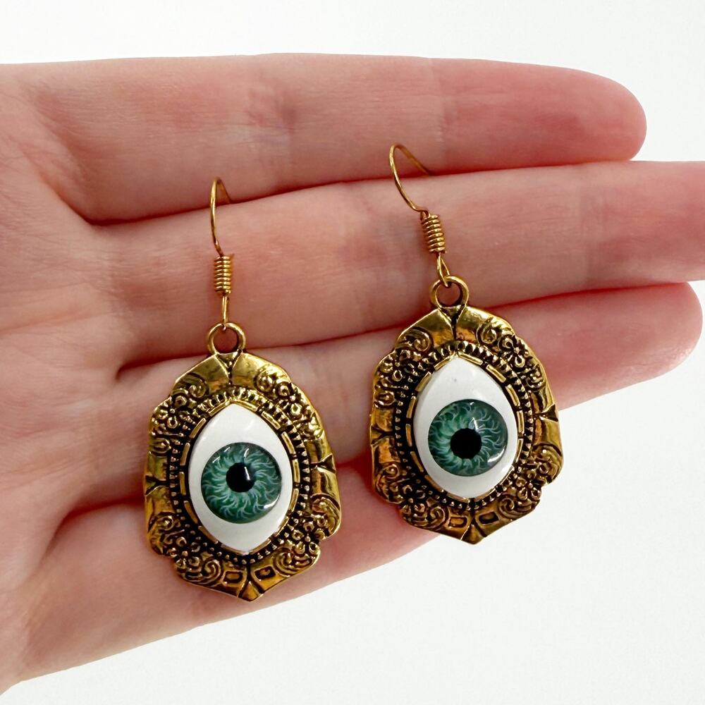 Realistic Resin Domed Eyeball Dangle Earrings